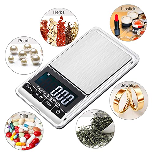 Digital Precision Gram Scale, 0.001oz/0.01g 500g Mini Pocket Scale, Portable Electronic Weight Jewelry Scales, Tare, Auto Off, Stainless Steel, White Backlit Display