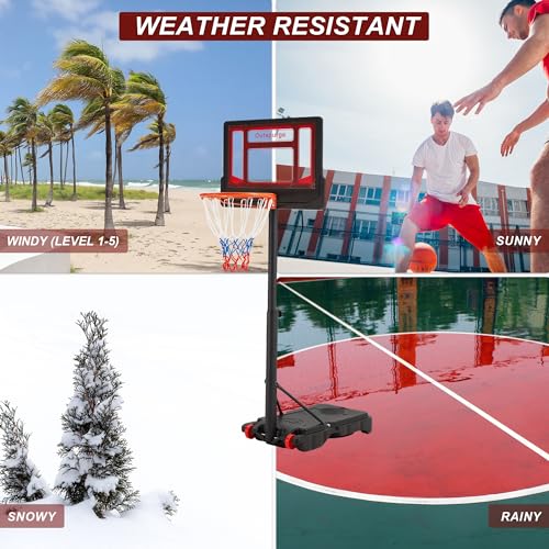 Outspurge Portable Basketball Hoop Outdoor & Indoor, Height Adjustable 4.7-8.3ft Basketball Goal, Basketball Hoops with Basketball Backboard for Kids & Teens, Adults…