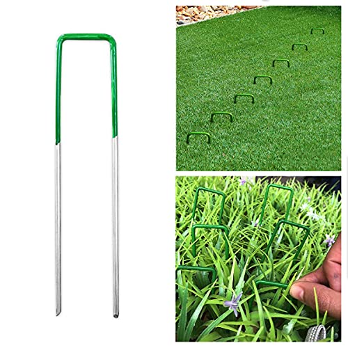 Ausway Artificial Grass Nails Lawn Outdoor Turf Garden Tent Fence Pins Pegs Fixers Stakes 50PCS Metal U Shape 3mm Thick