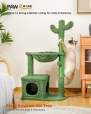 PAWZ Road Cactus Cat Tree 102cm Cat Tower Cat Scratching Post with Cat Condo, Large Hammock and Dangling Balls for Indoor Cats