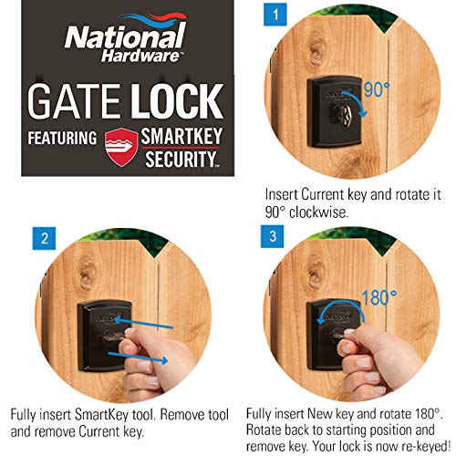 National Hardware N109-080 N109080 Smart Key Gate Lock, Black, 40"