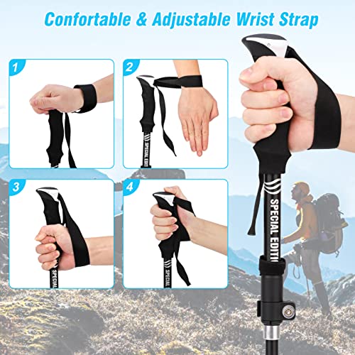 Trekking Poles, Beedove Hiking Poles Adjustable & Foldable Portable Walking Poles with 6 Different Pole Tips, Ultralight Aluminum Trekking Poles for Walking, Camping, Mountaining,Trekking