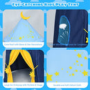 HONEY JOY Kids Play Tent, Foldable Pop Up Playhouse for Children w/Star String Light & Carrying Bag, Indoor Outdoor Castle Tent Playhouse for Parties Celebrations, Portable Play Tent w/2 Mesh Windows