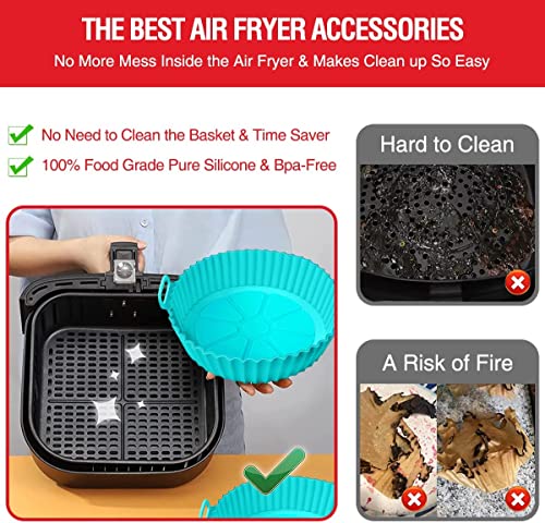 Silicone Air Fryer Liners, 2 Pcs Reusable Air Fryer Silicone Baking Tray, Air Fryer Silicone Pot Round Air Fryers Accessories Oven Accessories, Replacement of Parchment Liner Paper