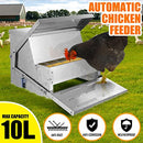 10L Chicken Feeder Automatic Poultry Chook Food Feeding Treadle Spillproof Galvanized Steel Self Opening