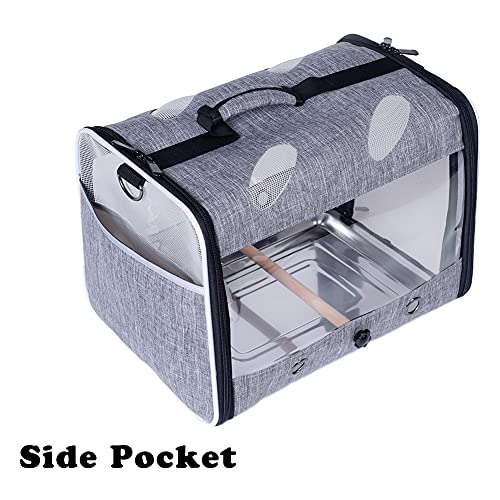 Bird Carrier with Stand Perch, Breathable Bird Travel Cage Parrot Carrier for Hiking, Airline Approved