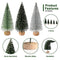 hatisan 30Pcs Mini Christmas Trees - Artificial Tree Bottle Brush with 5 Sizes, Sisal Snow Wooden Base for Decor Party Home Table Craft Decorations (2), Silver,green