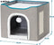Mofish Cat Beds for Indoor Cats House,Large Pet Cat Cube House Foldable with Ball Hanging and Scratch Pad,Soft and Self Warming Cat Cando Cave & Furniture,Kitten Shelter with Warm Plush Bed (Grey)