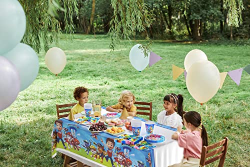 Paw Dog Patrol Birthday Party Set, 61 Pieces, Children's Birthday Tableware, Tablecloth, Napkins, Plates, Paw Dog Patrol Theme Party Birthday Decoration, Boys and Girls Birthday Party Accessories