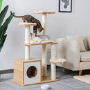 PAWZ Road Multi-Level Modern Cat Tree Full Wrapped Sisal-Covered Scratching Post Luxury Cat Towers Furniture with Large Condo 115CM（Beige）