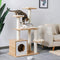 PAWZ Road Multi-Level Modern Cat Tree Full Wrapped Sisal-Covered Scratching Post Luxury Cat Towers Furniture with Large Condo 115CM（Beige）
