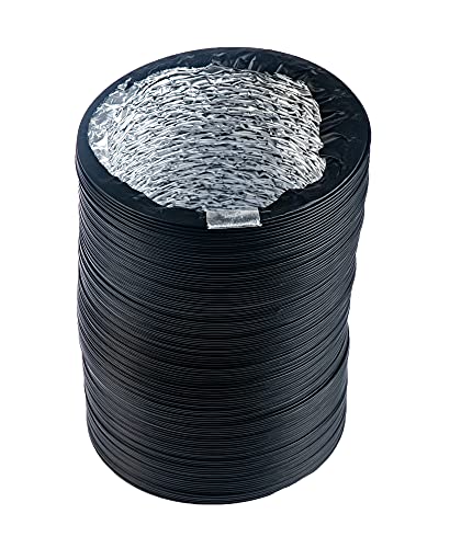 Ø 125mm / 3m Black Flexible Exhaust Hose with Aluminium Insulation - Ø 5'' / 10ft Air Conditioner Hose - Flexible Pipe