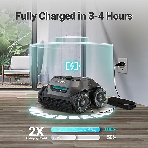 AIPER Seagull Pro Lite Cordless Pool Cleaner Robot, 140 Min Lasting Wall & Waterline Cleaning Pool Vacuum Robot with Quad-Motor System and Smart Navigation, Ideal for In-Ground Pools up to 150m²