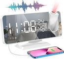 Projection Digital Alarm Clock for Bedroom, Beedove FM Radio Alarm Clock, Dual Alarm Clock with 3 Dimmer,Snooze,Timer,180°Rotatable Ceiling Projection Alarm Clock for Home Decor, Desk, Office, White