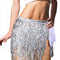 SATINIOR 2 Pieces Belly Dance Skirt Sweet Sequin Tassel Skirt Wrap Performance Bling Sequins Skirt Performance Outfit for Women White