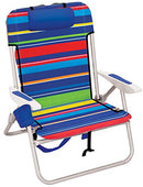 Rio Beach Big Boy 4-Position 13" High Seat Backpack Beach or Camping Folding Chair, Pop Surf Stripes