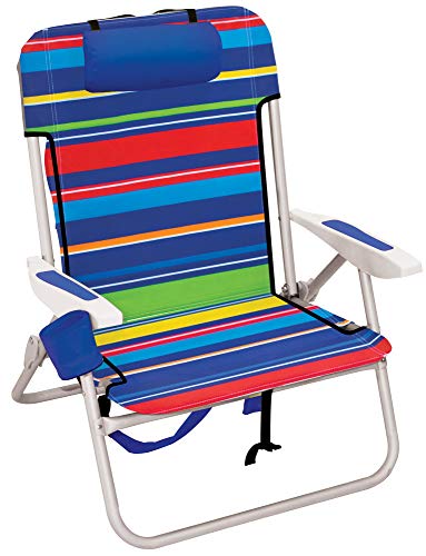 Rio Beach Big Boy 4-Position 13" High Seat Backpack Beach or Camping Folding Chair, Pop Surf Stripes