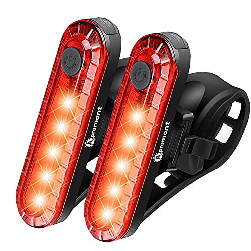 Bright Rechargeable Rear Bike Light Set - Suit Day & Night Riding - Safety Taillights for Cycling Road, Gravel or Mountain - Mount on Helmet, Skateboard, Backpack, Wheelchair, MTB & Scooter