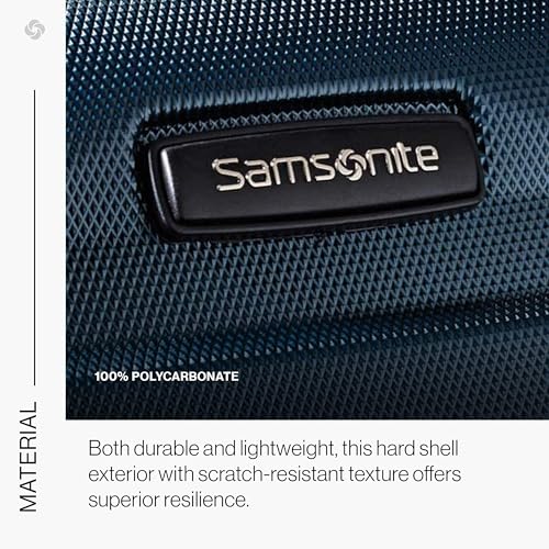 Samsonite Omni Pc Hardside Expandable Luggage, Teal, Checked-Medium 24-Inch, Omni Pc Hardside Expandable Luggage with Spinner Wheels