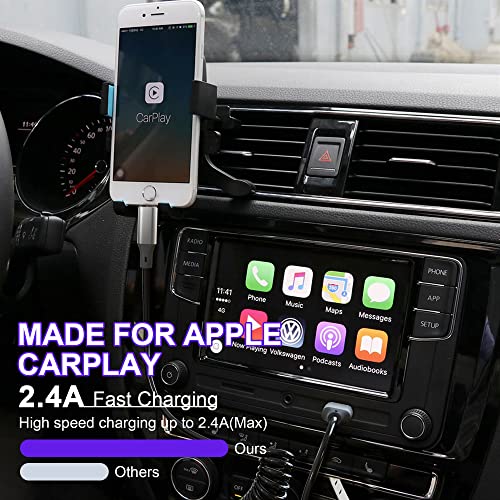 Coiled Lightning Cable Apple Carplay Compatible [Apple MFi Certified] Retractable iPhone Charger with Data Sync, Short iPhone Charger Cord for iPhone/Pad/Pod