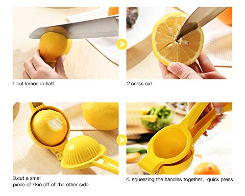 ZEYUAN Manual Juicer Citrus Lemon Squeezer,Fruit Juicer Lime Press Metal,Professional Hand Juicer Kitchen Tool(yellow）