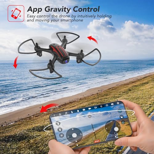 Elukiko Drones with 1080P Camera for Adults Kids Beginners, Christmas Gift Kids Drones with Gesture & Voice Control, One Key Take Off, Headless Mode, Throw to Go, 3D Flips, Altitude Hold, 2 Batteries