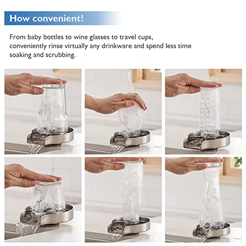 Decaura Metal Glass Rinser Automatic Bottle Cleaner Coffee Cup Washer for Kitchen Sink(Brushed Nickel)