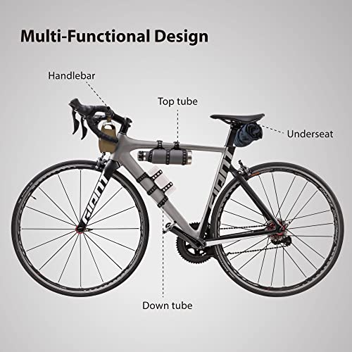 【Bone】Bike Strap Plus Universal Top Tube Handlebar Bike Strap Holder for waterbottle, raincoat, supplies, music speaker, Cycling Accessories Strap for Mountain Road Bike, Camping accessories for diameters 22-88mm