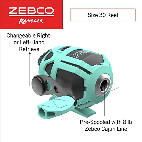 Zebco Kids Rambler Telescopic Spincast Reel and Fishing Rod Combo, 24.5-Inch to 5-Foot 3-Inch Telescopic Fishing Pole, Changeable Right- or Left-Hand Retrieve, Pre-Spooled with 8-Pound Line