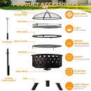 Amopatio Fire Pit for Outside, 30 Inch Large Outdoor Wood Burning Fire Pits, Patio Backyard Firepit with Steel BBQ Grill Cooking Grate, Spark Screen & Poker for Garden, Bonfire, Camping, Picnic