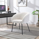 Zesthouse Modern Sherpa Chair Upholstered Barrel Chair with Metal Legs, Cute Makeup Vanity Chair Desk Chair No Wheels, Accent Armchair Comfy Leisure Sofa Chair for Living Dining Room Bedroom,White