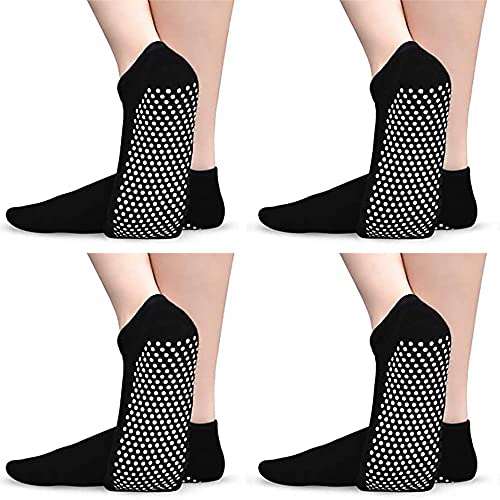 4 Pairs Yoga Socks for Women|Unisex Non Slip Yoga Pilates Socks|H HOME-MART Pilates Grip Socks Grippy Socks Full Toe Ankle Grip Yoga Sock for Yoga, Hospital, Pilates, Barre, Ankle