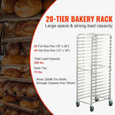 VEVOR Bun Pan Rack, 20-Tier Commercial Bakery Racks with Brake Wheels, Aluminum Racking Trolley Storage for Half & Full Sheet, Speed Rack for Kitchen Home, Bread Baking Equipment, 660x517x1767 mm