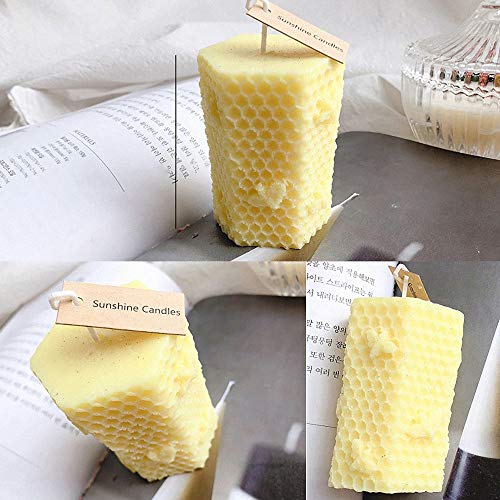 Fewo 2 Pack 3D Bee Honeycomb Candle Molds Beehive Silicone Mold for Homemade Beeswax Candle Soap Hand Lotion Bars Crayon Wax Melt Hives Candle Making Supplies