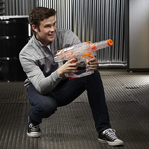 NERF Modulus Ghost Ops Evader Motorized Blaster - Light-Up See-Through Blaster and Barrel Extension, Includes 12 Official Nerf Elite Darts (Amazon Exclusive), Multicolored