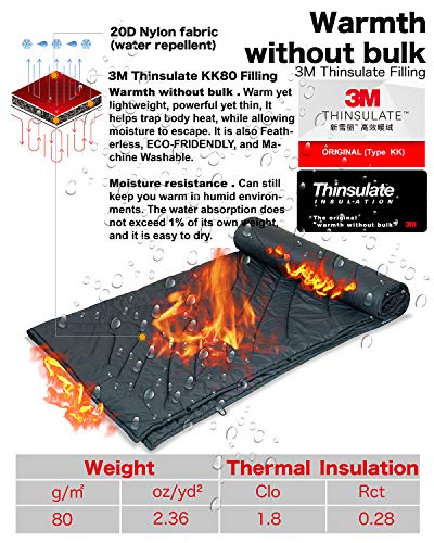 iClimb 3M Thinsulate Insulation Warm Camping Blanket Ultralight Compact (Dark Grey)