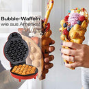 Korona 41005 Bubble Waffle Iron, Egg Waffles, 1000 Watt, Waffle Diameter 18 cm, Automatic Temperature Setting, Red