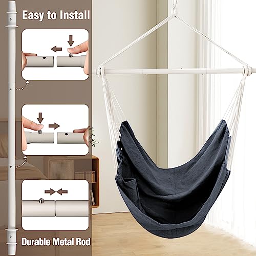 Chihee Hammock Chair Swing Chair Strong Metal Collapsible Spreader Bar Portable Hanging Chair Max 500 lbs Comfy Seat Patio Lawn Chair Cotton Blended for Superior Comfort Durability Indoor Outdoor