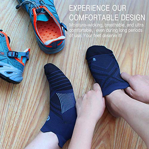 PAPLUS Ankle Compression Sock for Men and Women 2/4/6 Pairs, Low Cut Compression Running Sock with Ankle Support, New Navy(6 Pairs), L/XL (Mens 9.5-12 / Womens 10.5-13 )