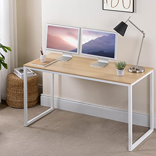 Zinus Soho Office Desk Computer Table | Dining Strong Metal Frame, Quick Assembly - Natural 140cm