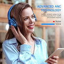 Zihnic Active Noise Cancelling Headphones, 40H Playtime Wireless Bluetooth Headset with Deep Bass Hi-Fi Stereo Sound,Over-Ear Headphone,Comfortable Earpads for Travel/Home/Office (Blue)