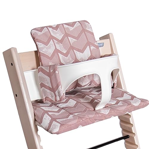 Hoppediz High Chair Seat Cushion Set Suitable for Stokke Tripp Trapp 2-Piece 100% Organic Cotton Amsterdam Rose Design
