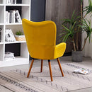 (Yellow) - Roundhill Furniture AC155YL Doarnin Silky Velvet Tufted Button Accent Chair, Yellow