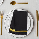 100 Gold Trim Lined Paper Napkins Black Elegant Dinner Napkins, 3 Ply Gold Foil Guest Napkins Disposable Hand Towels for Bathroom Wedding Anniversary Birthday Holiday Graduation Party