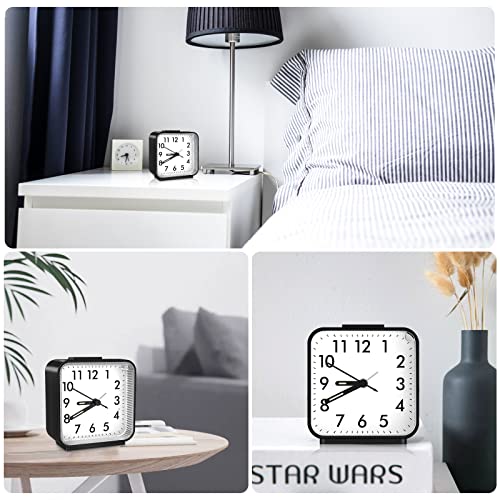 ORIA Silent Alarm Clock, Small Analog Quartz Clock, Battery Operated Desk Clock with Snooze, Luminous Funtion, No Ticking, Easy Set for Student/Elder, Perfect for Office, School, Bedroom, Trip, etc