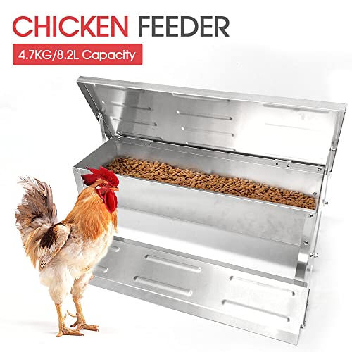 8.2L Galvanized Automatic Chicken Food Feeder Auto Treadle Self Opening Feed