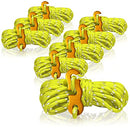 COM-FOUR® 8 x Guy Ropes Each 4 m for Camping, Reflective in Yellow, Tent Cord with Guy Buckle Made of Aluminium, Tension Cord, Camping Cord, Rope tensioner, Tent line, Storm Band