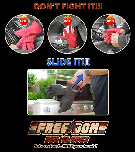 BBQ Gloves & Grill Mitts for Outdoor Cooking Heat-Resistant Gloves for Men Non-Slip, Waterproof Protection for Grilling, Baking, Smoker, Fryer Durable Grill Gloves Heat Proof 932°F Heat Resistant