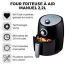 Tower T17023 Vortx Hot Air Fryer for the Whole Family with Fast Air Circulation - 30-Minute Timer - Airfryer Hot Air Fryer Small 2.2 L - Black