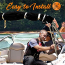 SereneLife Waterproof Boat Bimini Top Cover - 79-84" W 3 Bow Bimini Top Sun Shade Boat Canopy - 1" Double Wall Aluminum Frame Tubes, 2 Front Straps, 2 Rear Support Poles, Storage Boot SLBTW84G, Gray
